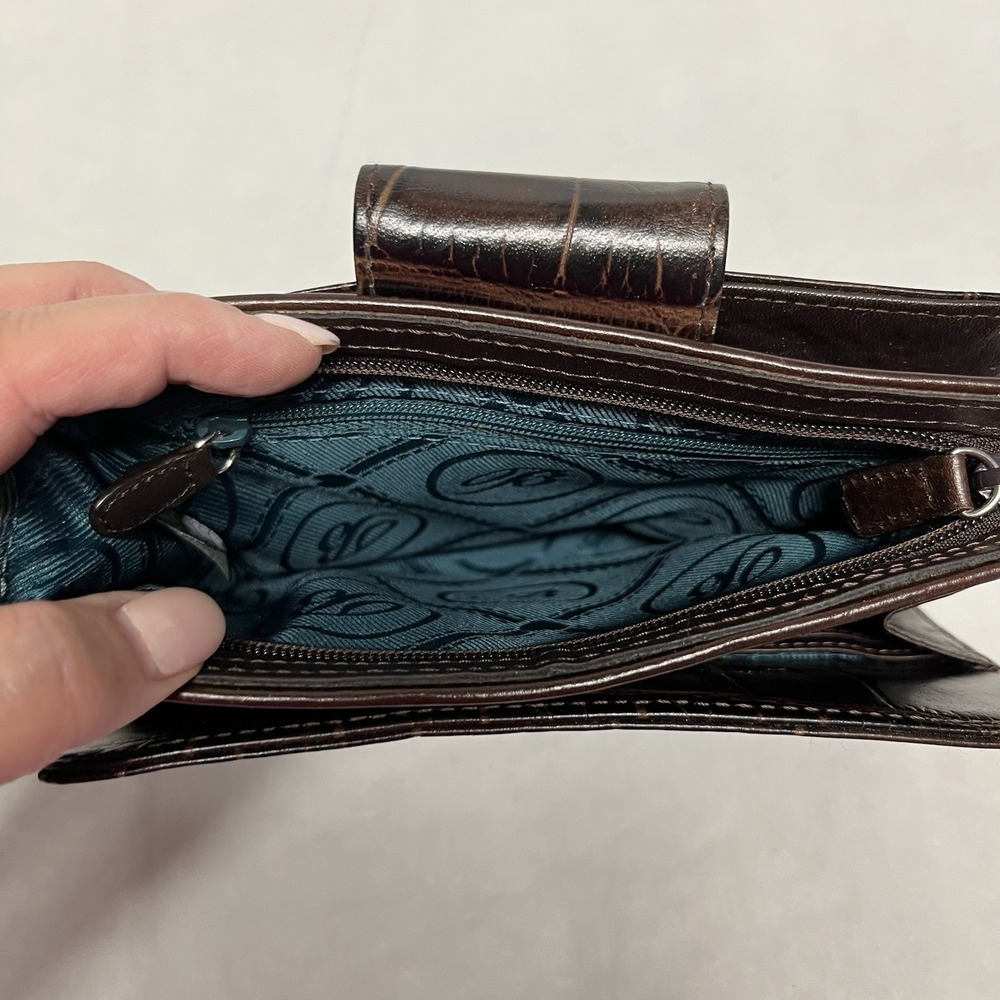 BRIGHTON SHEBA Rare Crocodile Petite MINI ORGANIZER Wallet Purse CrossBody BAG - Picture 6 of 7